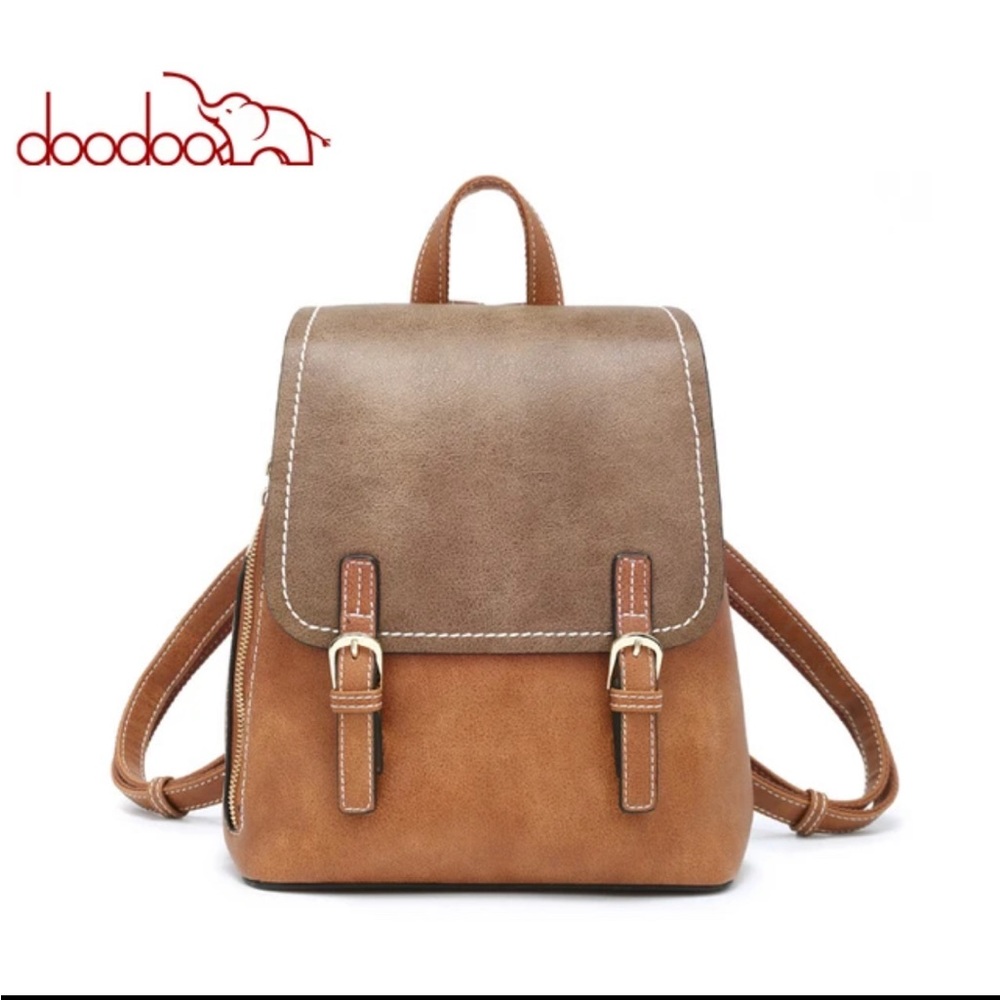 Women’s Backpack Purse in Tan Pu Leather for Multifunctional Use - Picture 7 of 9